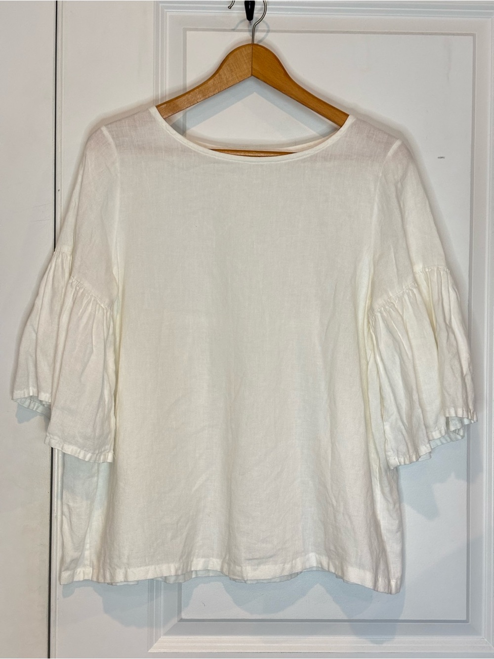 bryn Walker White Linen Bell Half Sleeve Top XS